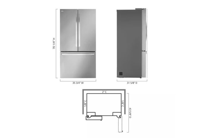 36-inch Wide Counter-Depth MAX™ Refrigerator – 27 cu. ft. – LRFLC2706S