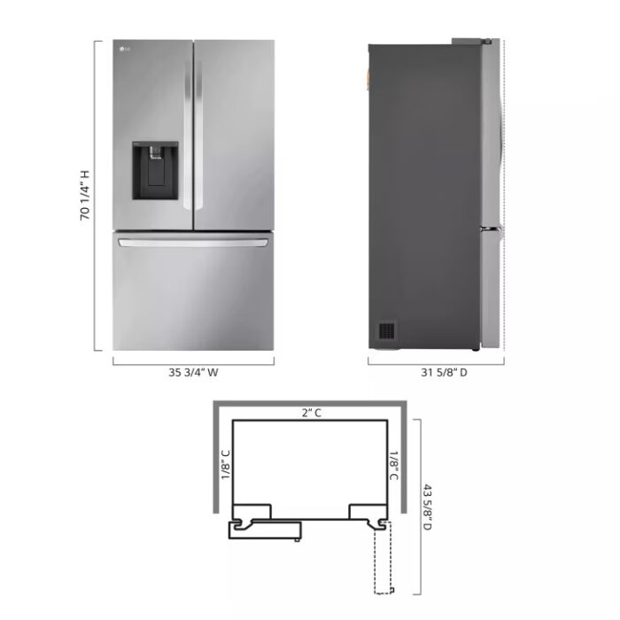 36-inch Wide Counter-Depth MAX™ Refrigerator – 26 cu. ft. – LRFXC2606S